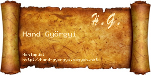 Hand Györgyi névjegykártya